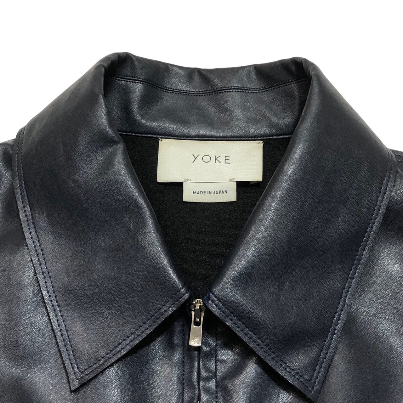 YOKE(ヨーク) 19SS FAUX LEATHER JACKET/レザージャケット/スイングトップ YK19SS0039B-JS S ダークネイビー so john 別注/限定モデル