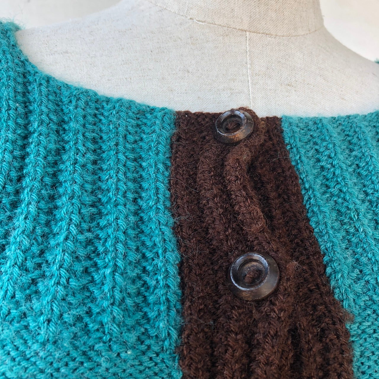 VINTAGE(ヴィンテージ) ショートスリーブニットカーディガン 表記なし(Sサイズ程度) グリーン