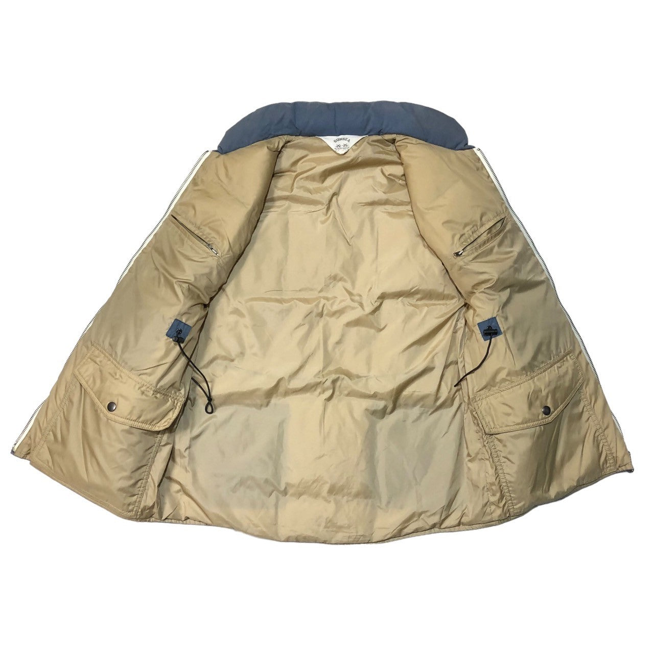 SUNSEA(サンシー) reversible down vest リバーシブル ダウンベスト SIZE 1(S) アッシュブルー 色あせ有(元々USED加工の商品です)