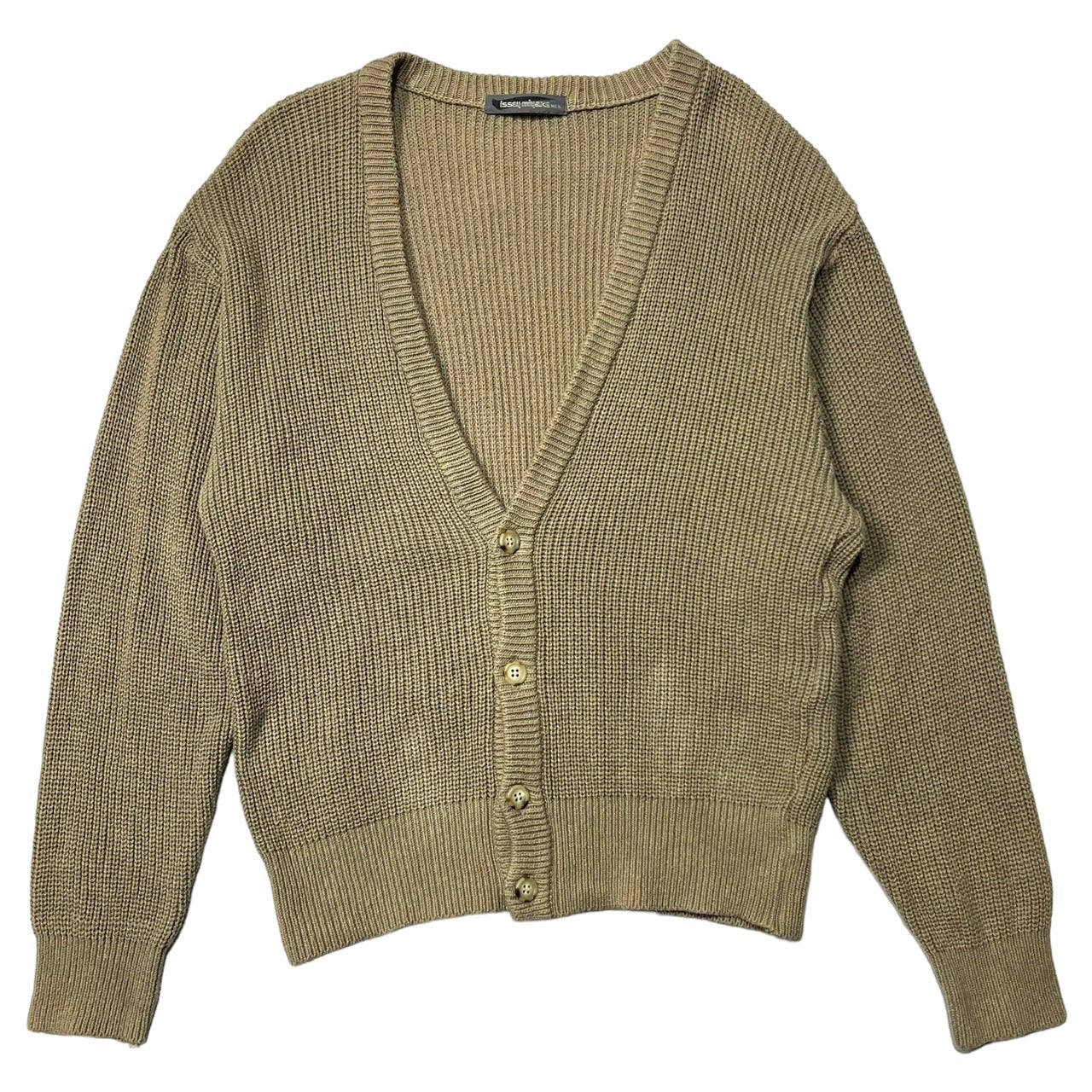 ISSEY MIYAKE MEN(イッセイミヤケメン) 80's cotton knit cardigan コットン ニット カーディガン 80年代  筆タグ MM00311 SIZE FREE ベージュ 汚れ有 ヴィンテージ