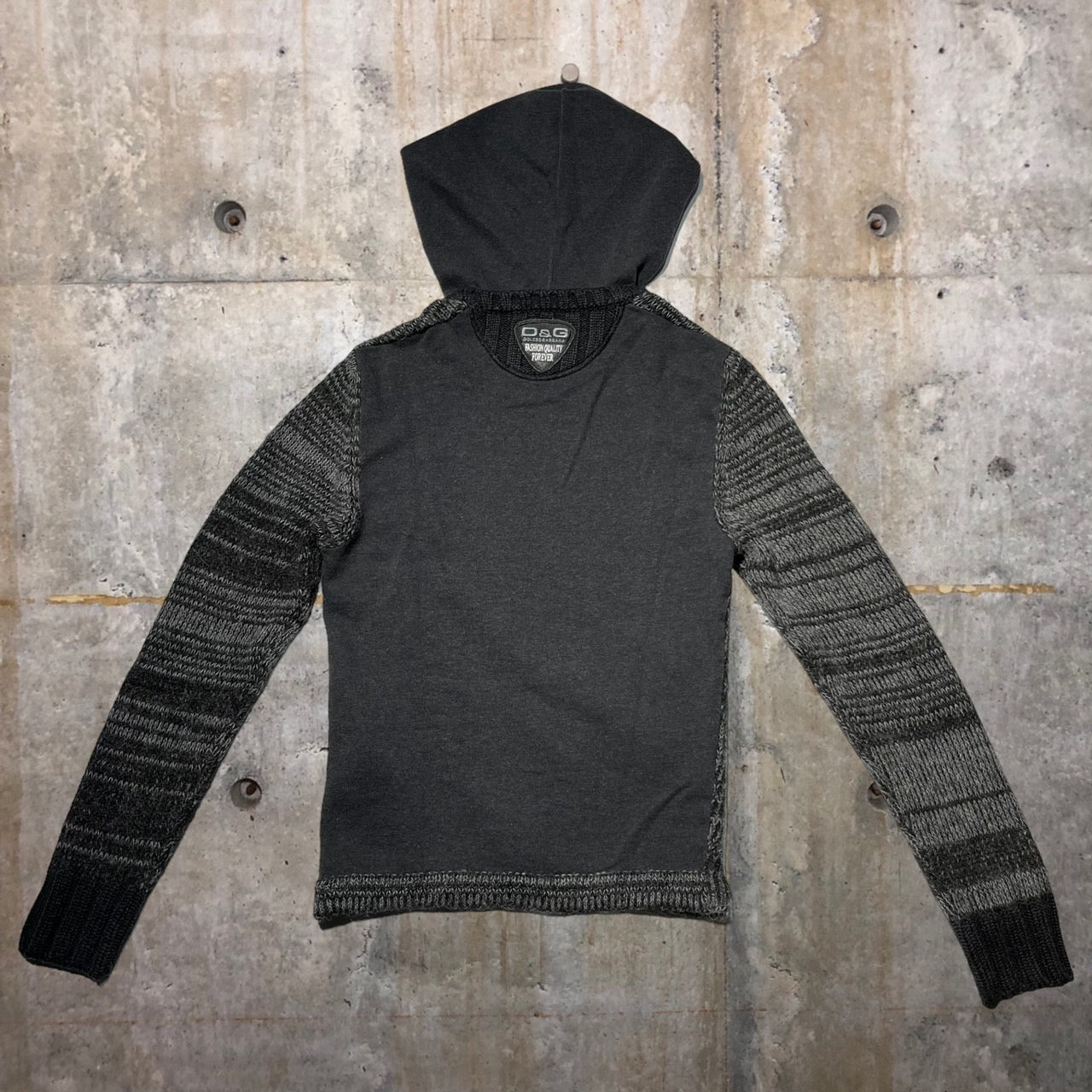 D&G DOLCE&GABBANA(ディーアンドジードルチェ&ガッバーナ) アルパカ混ニットパーカー M グレー 背面ロゴ ドルガバ ドルチェアンドガッバーナ