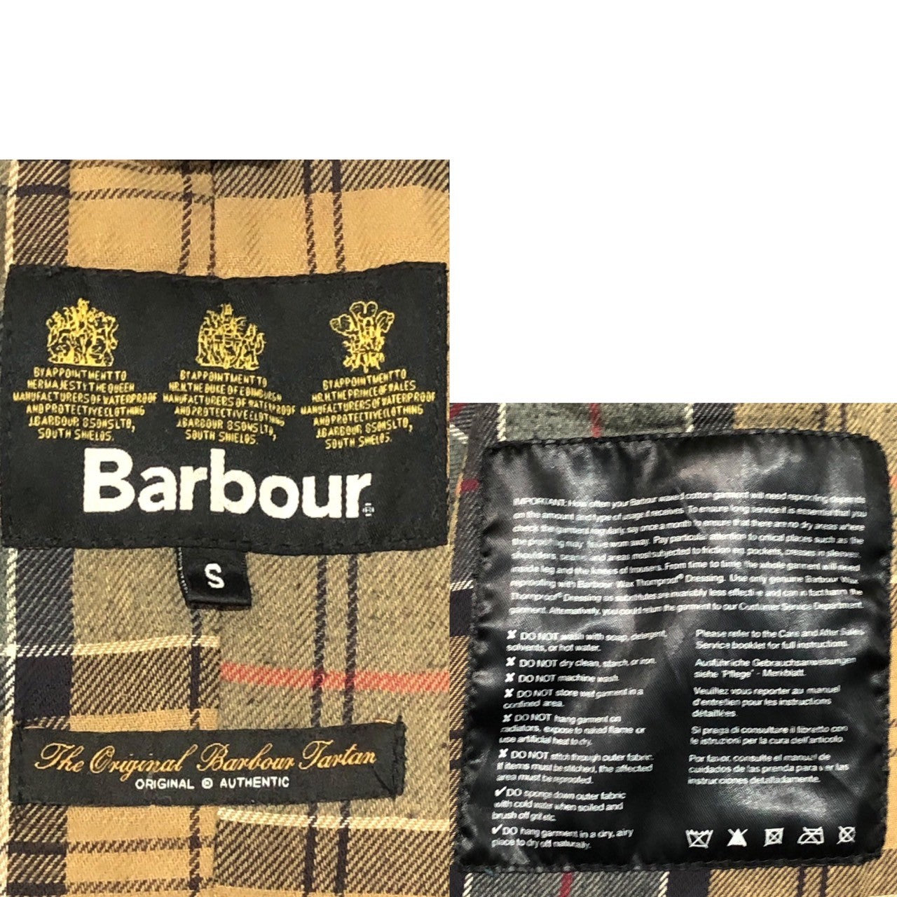 Barbour(バブアー) ASHBY WAX JACKET アシュビー オイルドジャケット MWX0339NY92 SIZE S グレー 裏地 チェック