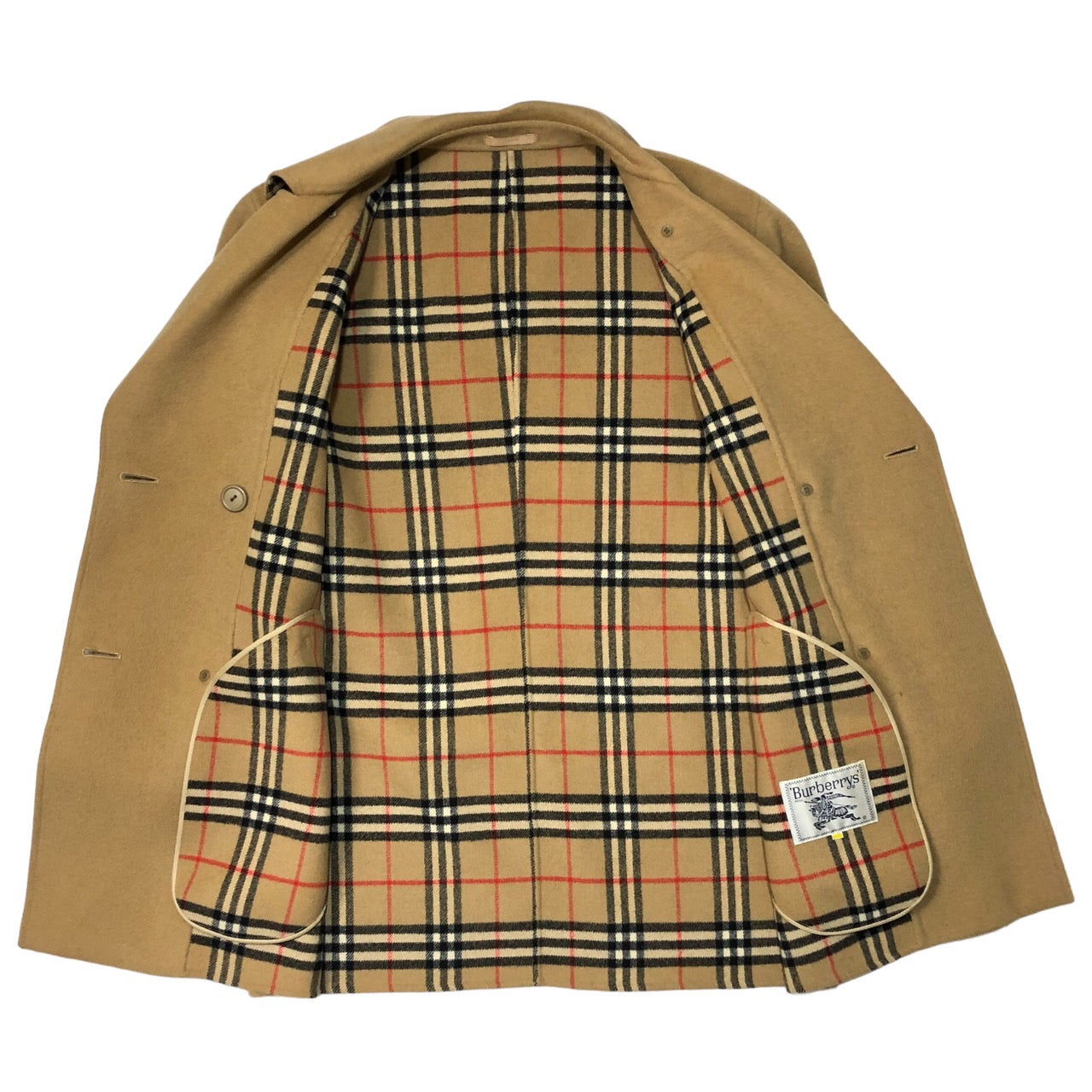 Burberrys(バーバリーズ) 80’S~90's ノバチェック カシミヤ混 ウール ダブル ジャケット コート FNA20-009-50 7AR(M程度) ベージュ ヴィンテージ 80年代 90年代