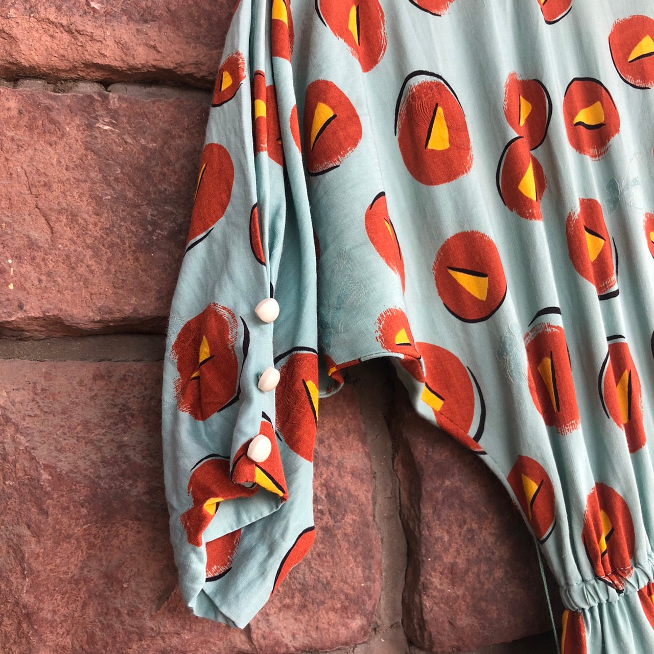 VINTAGE(ヴィンテージ) ヴィンテージ総柄ワンピース 表記なし(Mサイズ程度) ブルー