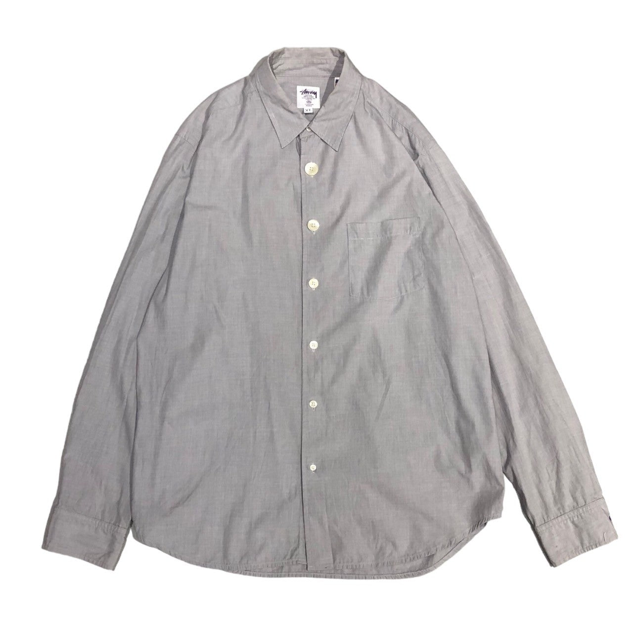 STUSSY(ステューシー) 00's crescendo button shirt クレッシェンド グラデーション ボタン カジュアル シャツ 長袖 109KV XL グレー Y2K 80年代復刻