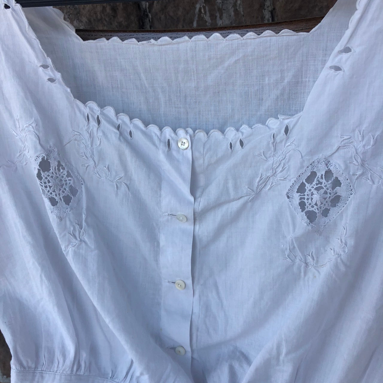 Euro Vintage(ヨーロッパヴィンテージ) Stem_フレンチノースリーブブラウス 表記なし(Mサイズ程度) ホワイト