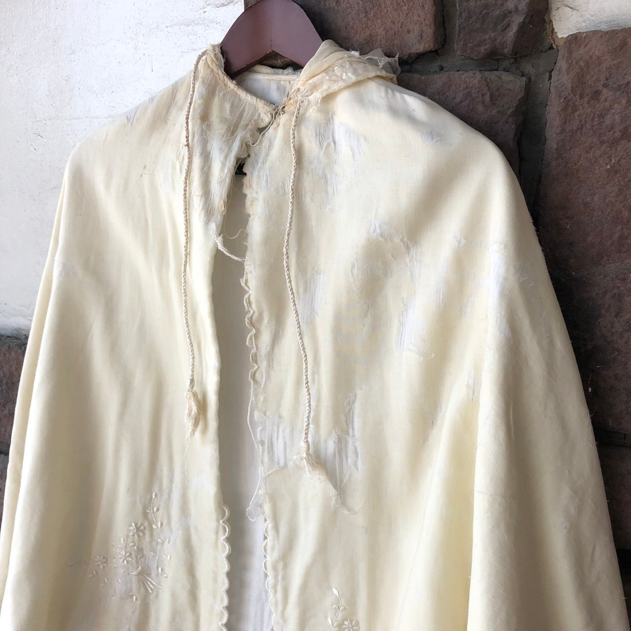 VINTAGE(ヴィンテージ) 50~'sフラワーステッチケープ 表記なし(FREE) アイボリー