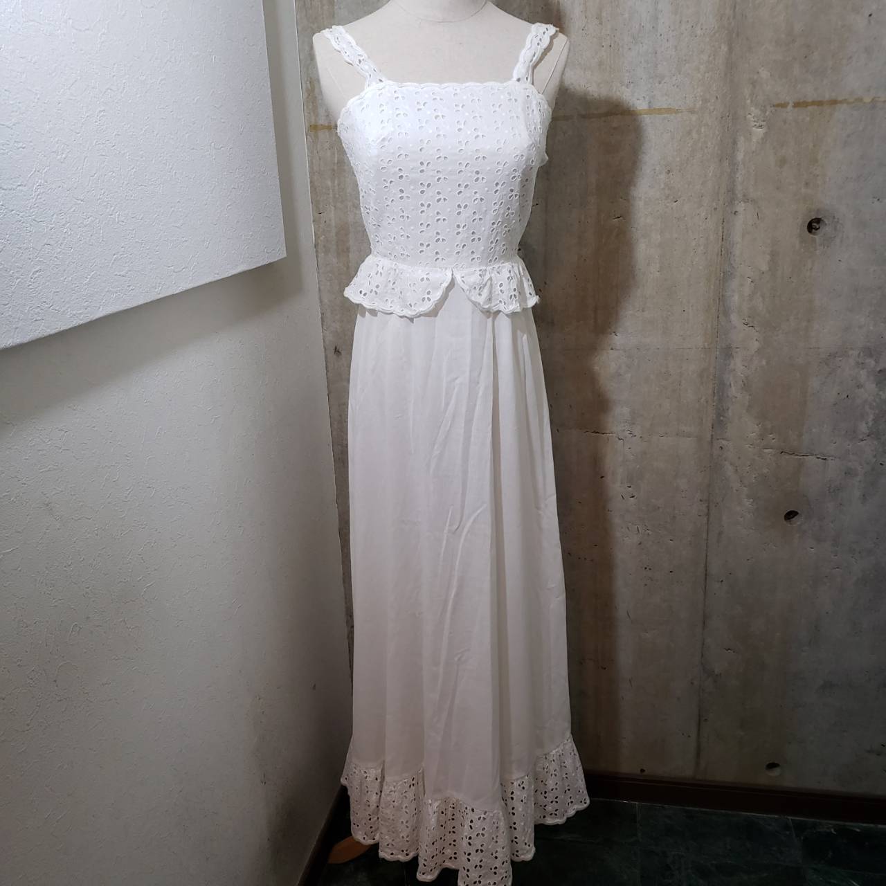 Euro Vintage(ヨーロッパヴィンテージ) Ukabu_リーフレースキャミワンピース 表記なし(Lサイズ程度) ホワイト