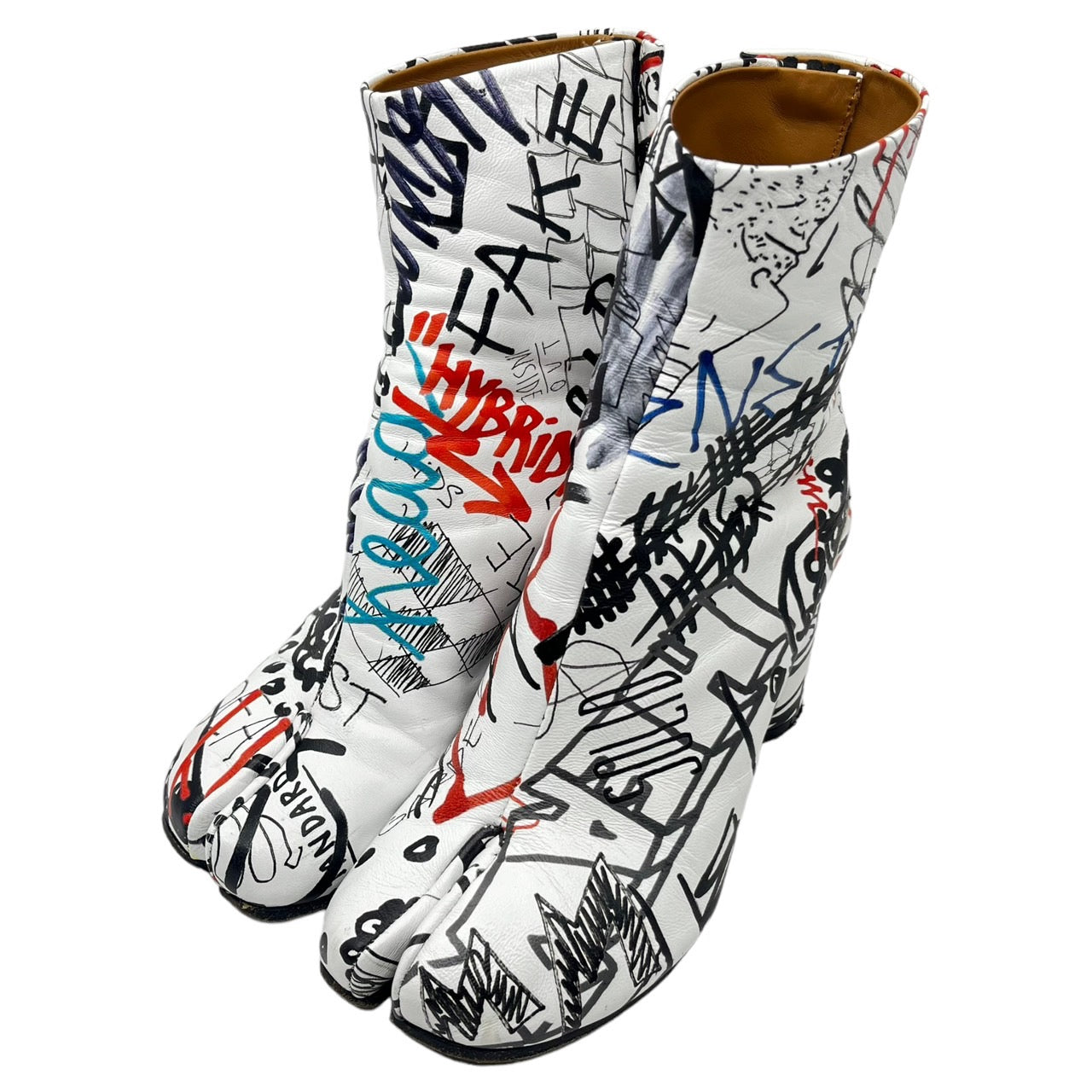 MAISON MARGIELA(メゾンマルジェラ) Graffiti Tabi boots/落書き足袋ブーツ/グラフィック S58WU0260  SIZE 36(23.0cm) ホワイト×マルチカラー