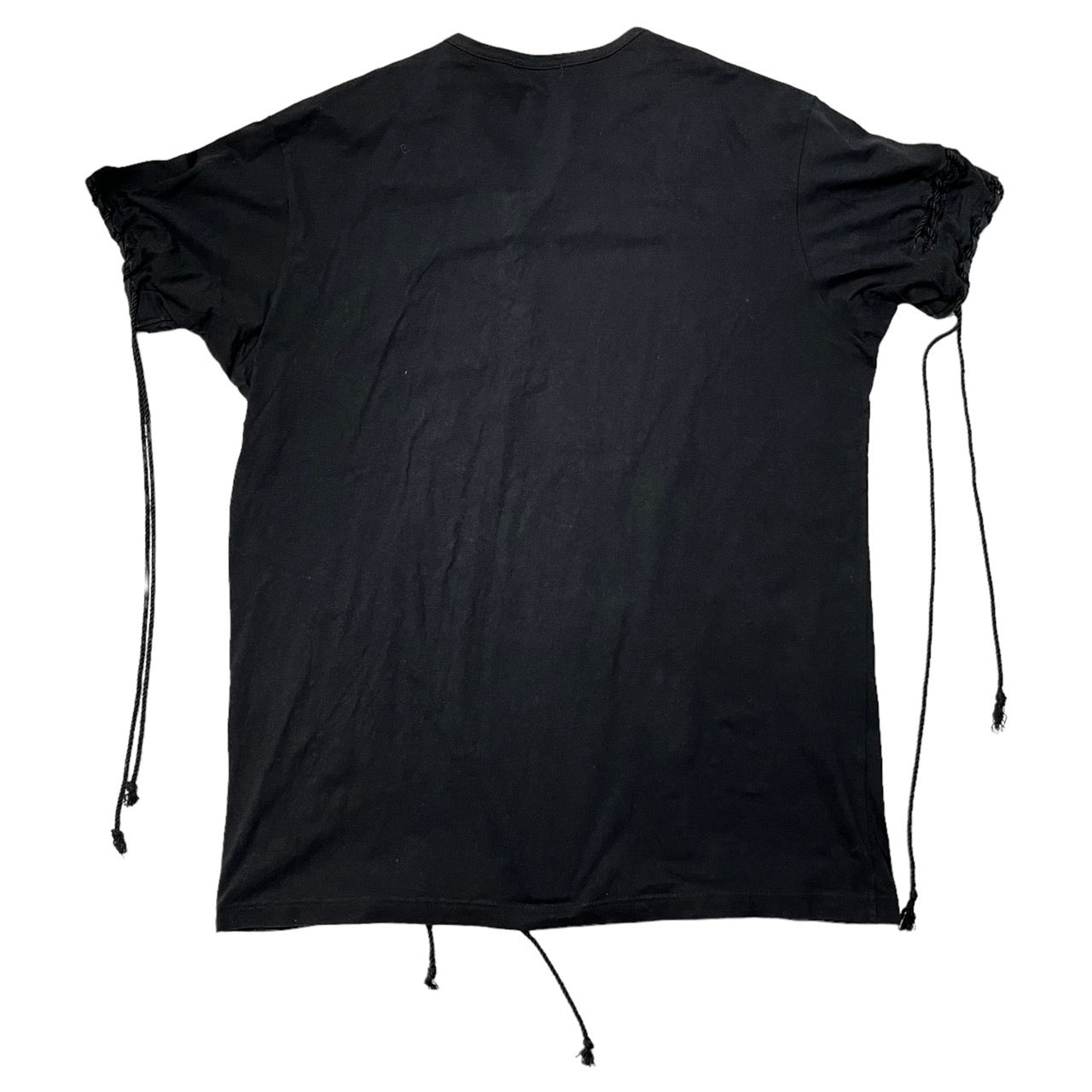 YOHJI YAMAMOTO POUR HOMME(ヨウジヤマモトプールオム) 19SS ヒモ通し丸首半/ Lace-up round neck short sleeve T-shirt HH-T29-083 SIZE 3(L) ブラック