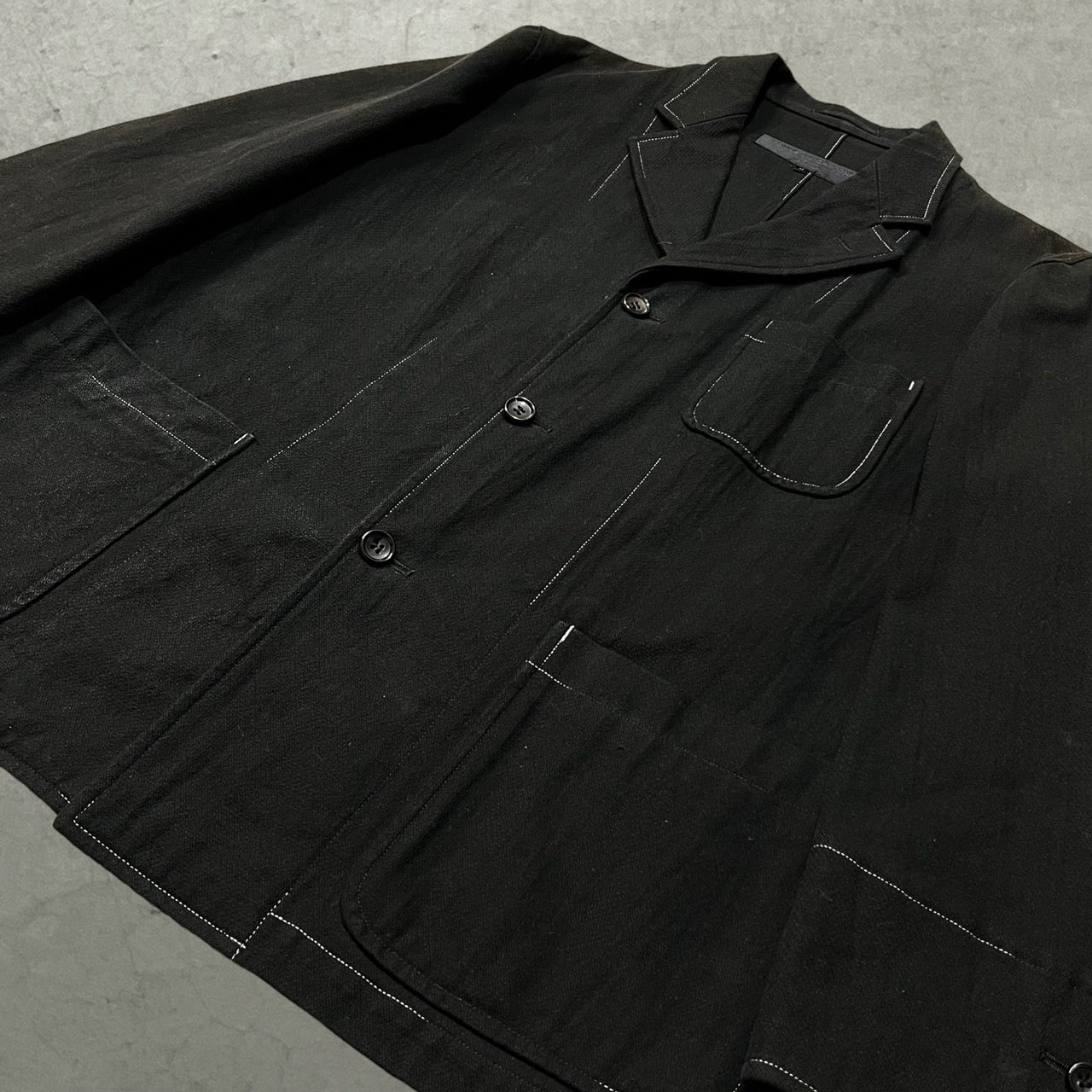 COMME des GARCONS HOMME(コムデギャルソンオム) 98AW white stitch tailored jacket/ホワイトステッチテーラードジャケット/田中啓一/90S/90年代/ヴィンテージ HJ-04018M SIZE M ブラック×ホワイト AD1998 田中オム