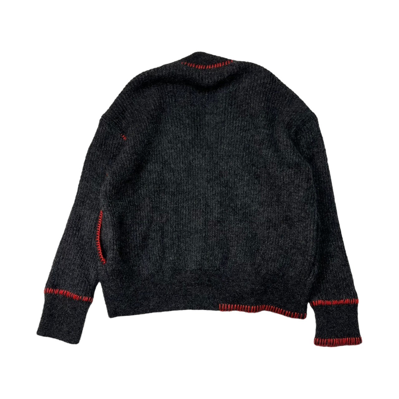 OUAT(オーユーエーティー) MOHAIR OFFICE CARDIGAN モヘア カーディガン ステッチ 0007025CD 2(M程度) グレー×レッド