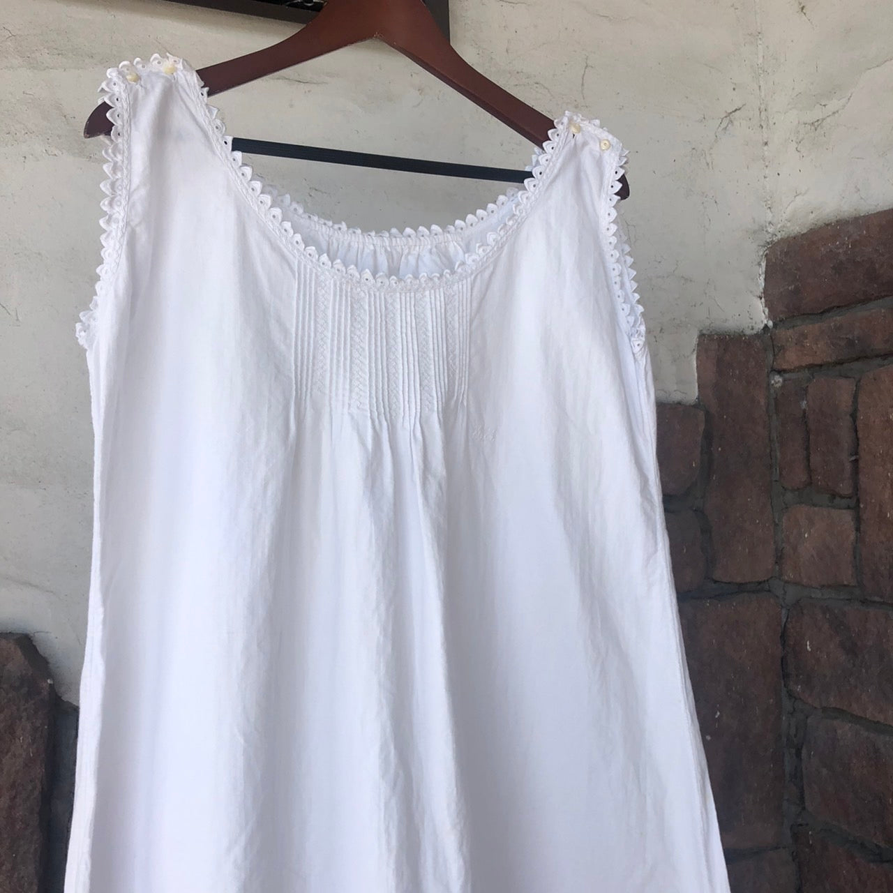 Euro Vintage(ヨーロッパヴィンテージ) Harmony_肩ボタンフレンチノースリーブワンピース 表記なし(Lサイズ程度) ホワイト