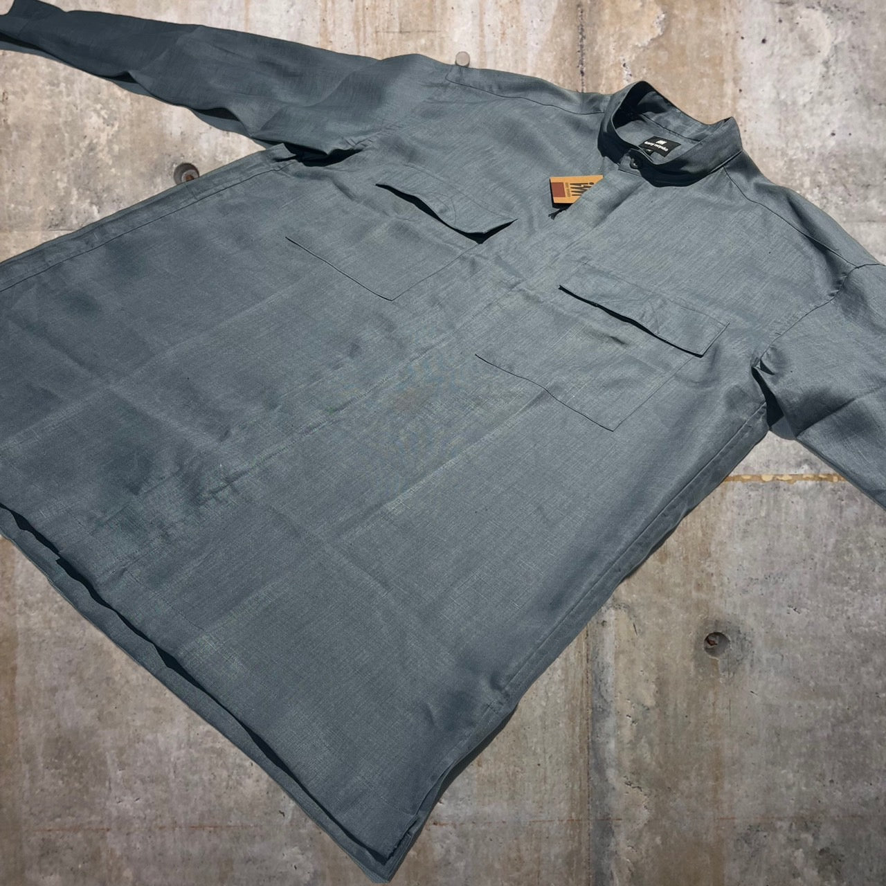 ISSEY MIYAKE(イッセイミヤケ) 90's 2ポケットバンドカラーシャツ I67712-B M ネイビー デッドストック