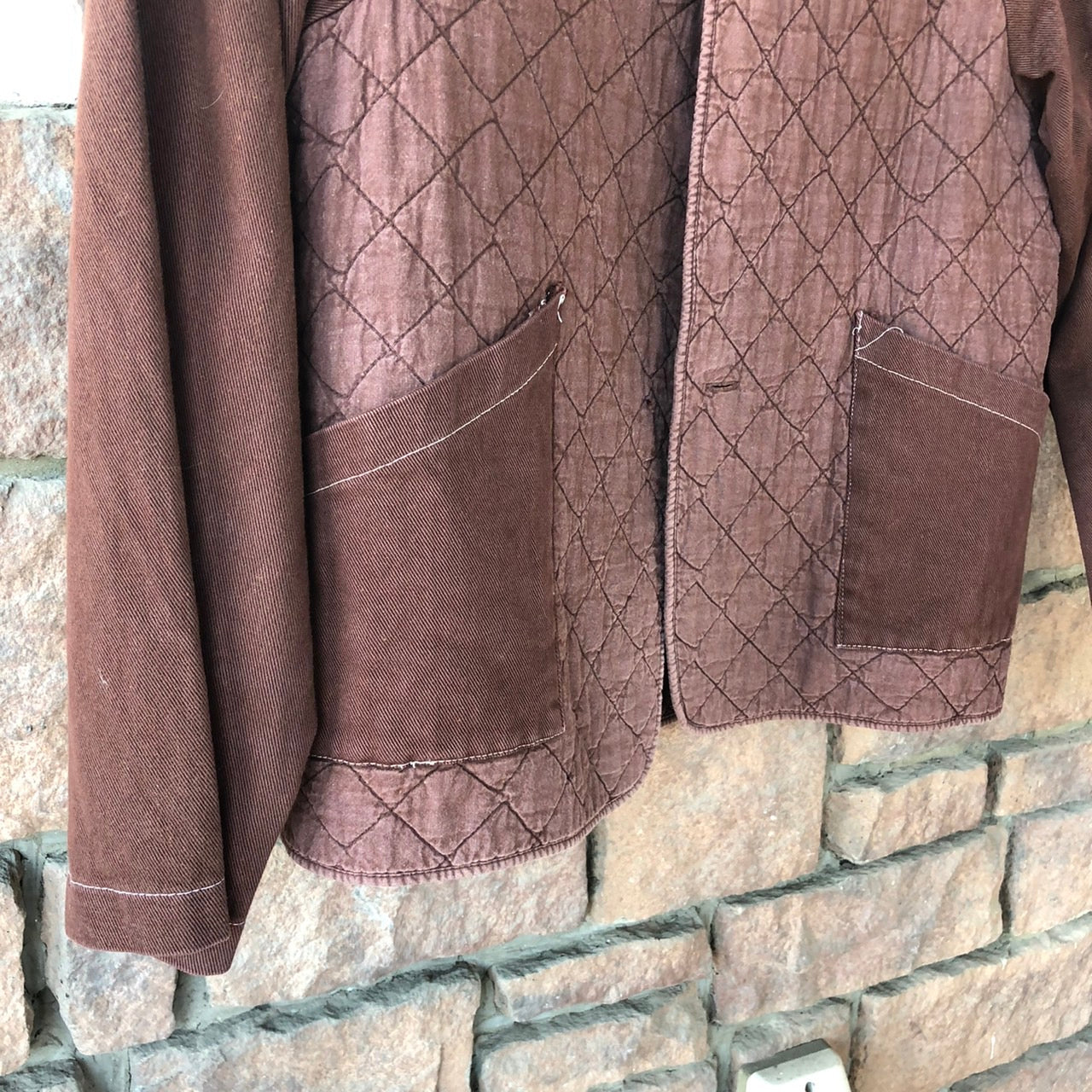 belgian army(ベルギー軍) 50sキルティングリメイクカーディガン 44/48(Mサイズ程度) ブラウン BEGETEX