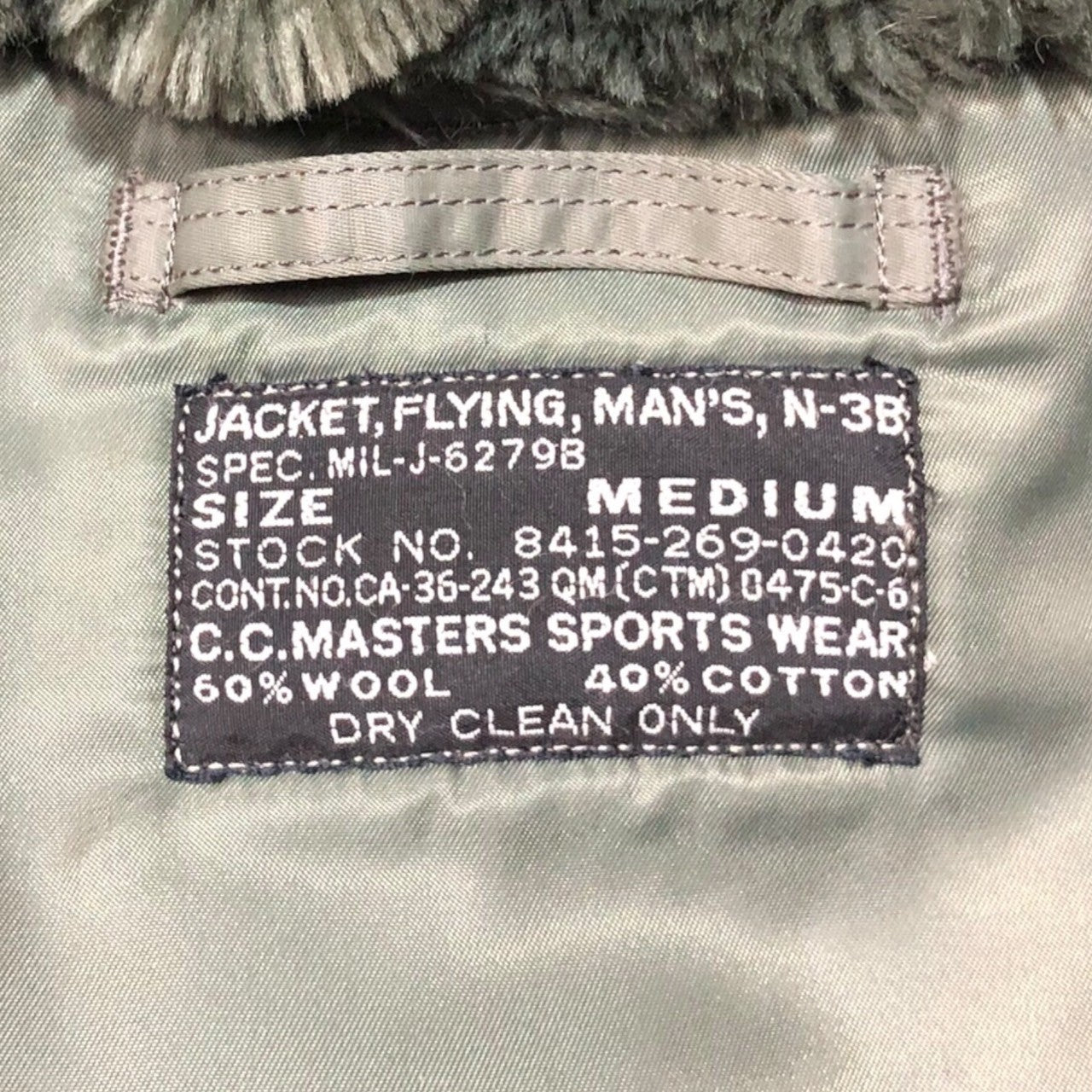 C.C.Masters(シーシーマスターズ) N-3B フライト ジャケット ミリタリー コート 8415-269-0420 M カーキ Combat Clothing Masters Pherrow's フェローズ