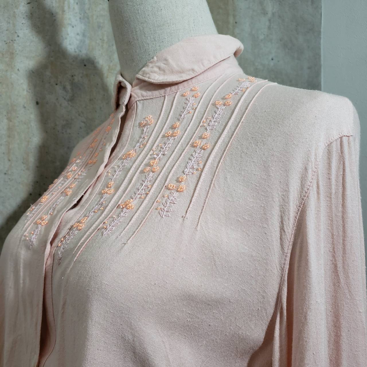 Euro Vintage(ヨーロッパヴィンテージ) Memory_ビジューシャツ 表記なし(Mサイズ程度) ピンク