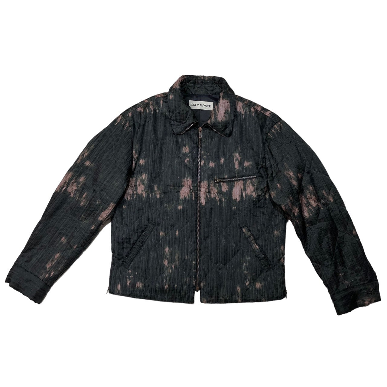 ISSEY MIYAKE(イッセイミヤケ) 98AW Vintage bleached quilted pleated jacket/ヴィンテージ脱色加工キルティングプリーツジャケット/90年代/アーカイブ IM84-FD924 SIZE M ブラック×パープル