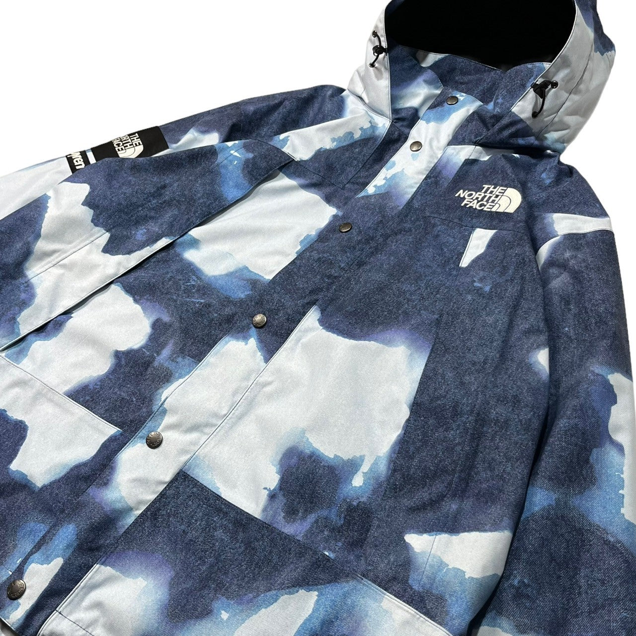 SUPREME×THE NORTH FACE(シュプリーム×ザノースフェイス) 21AW Bleached Denim Print Mountain Jacket ブリーチド デニム マウンテン ジャケット マウンテンパーカー NP52100I XL スカイブルー