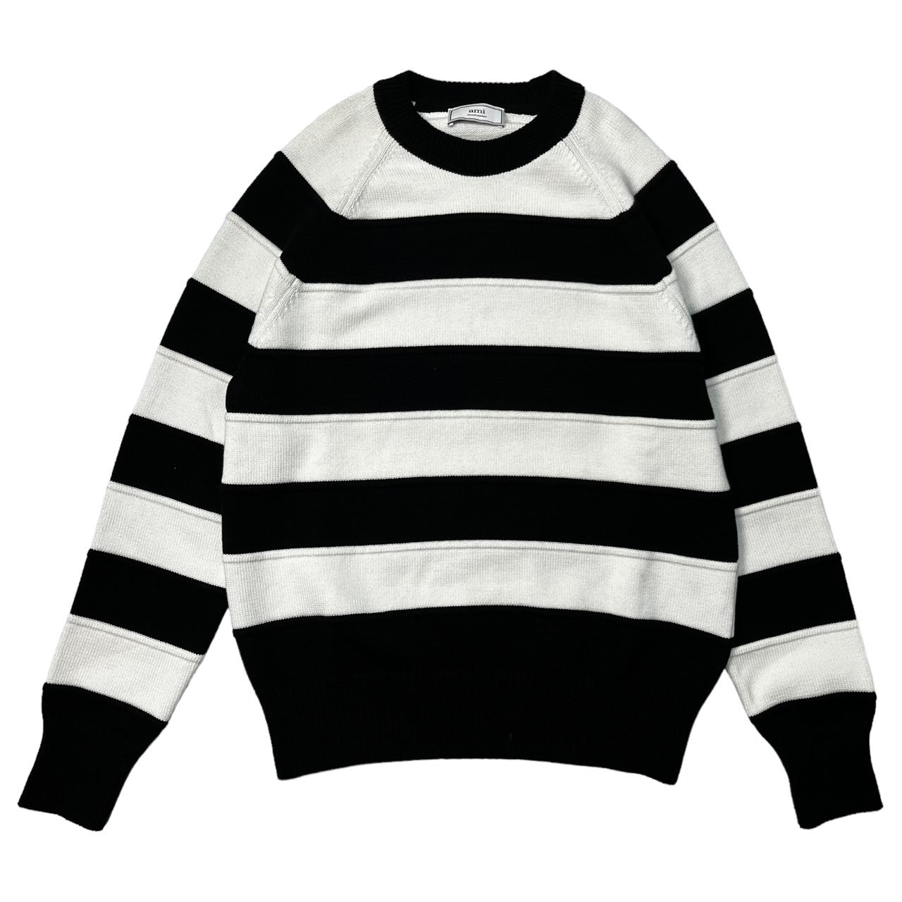 ami alexandre mattiussi(アミアレクサンドルマテュッシ) 20AW border cotton knit ボーダー コットン ニット A20HK025.005 SIZE L ホワイト×ブラック
