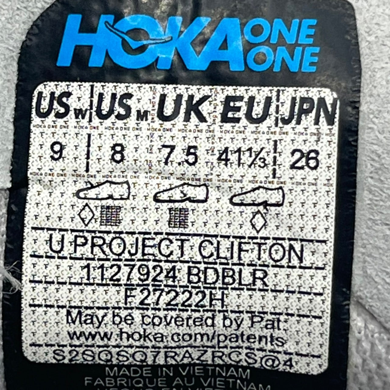 HOKA ONE ONE(ホカオネオネ) Project Cliftonセンタージップスニーカー/プロジェクトクリフトン SIZE 26.0 ホワイト 使用感、、汚れ有