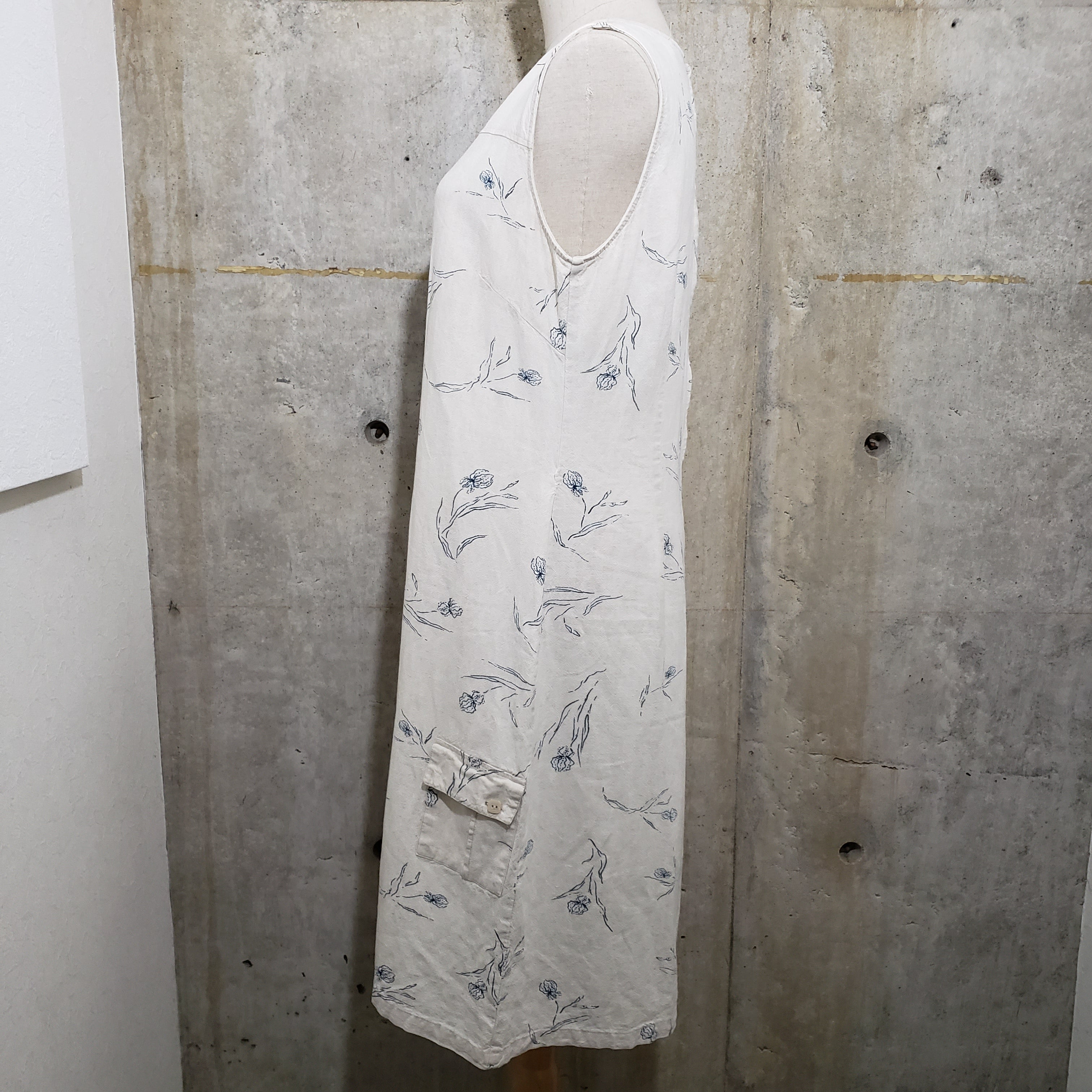 Euro Vintage(ヨーロッパヴィンテージ) Botanical_ノースリーブワンピース 44(Lサイズ程度) ベージュ