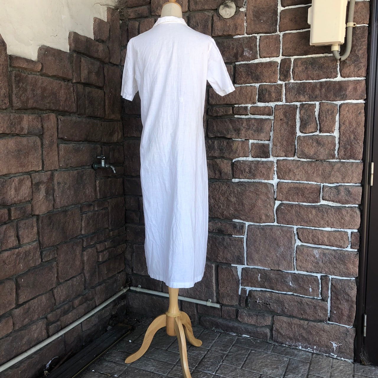 Euro Vintage(ヨーロッパヴィンテージ) Tsunagi_ 半袖シャツワンピース 表記なし(Lサイズ程度) ホワイト