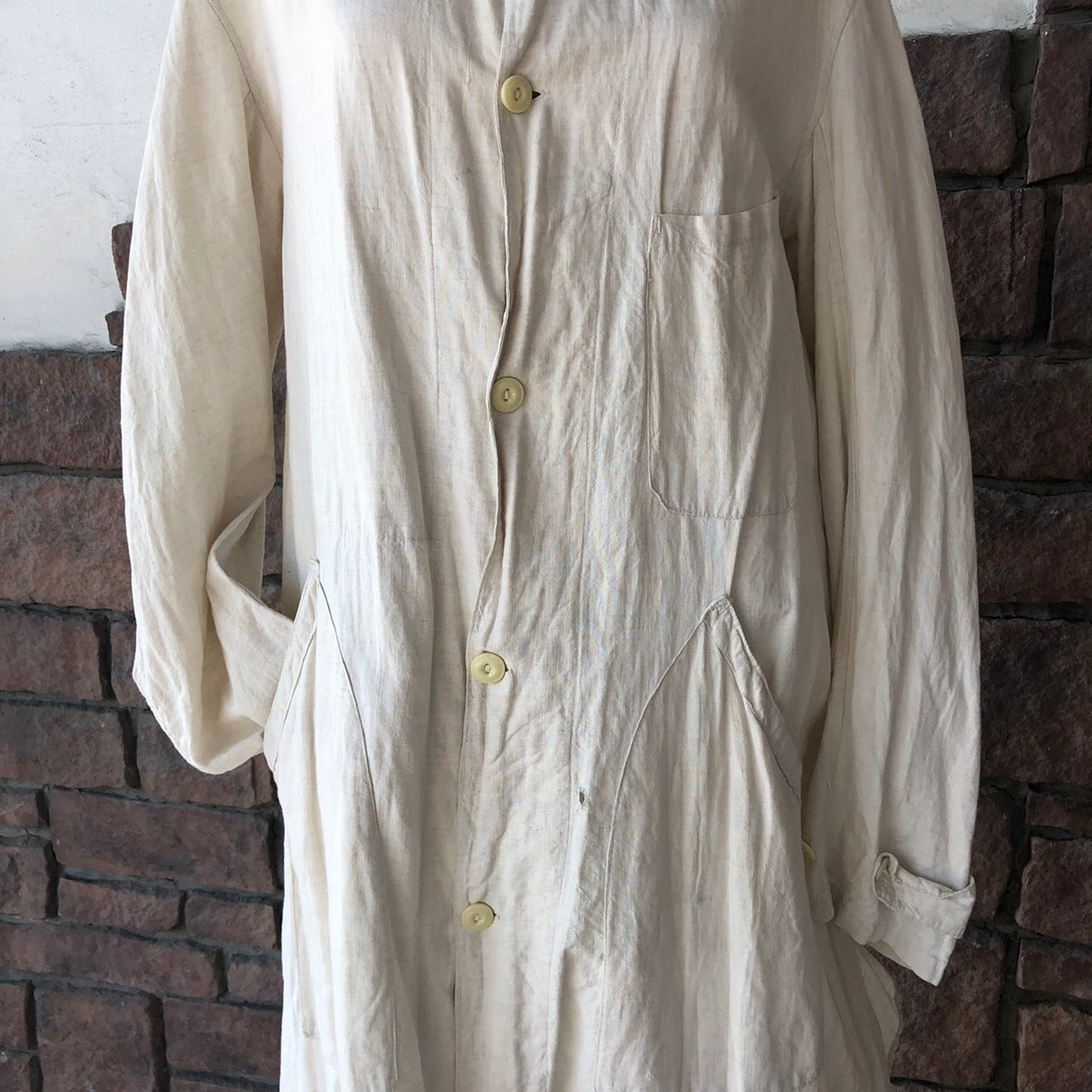 VINTAGE(ヴィンテージ) コットンリネンフレンチエンジニアコート 表記なし(Lサイズ程度) アイボリー