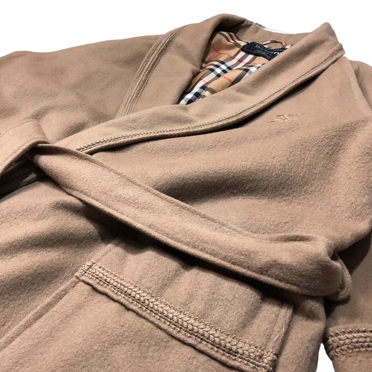 Burberrys(バーバリーズ) 80’s nova check gown coat ノヴァチェック ライナー カシミヤ混 ガウンコート ロング ウール チェスター L ベージュ 80年代 西川産業