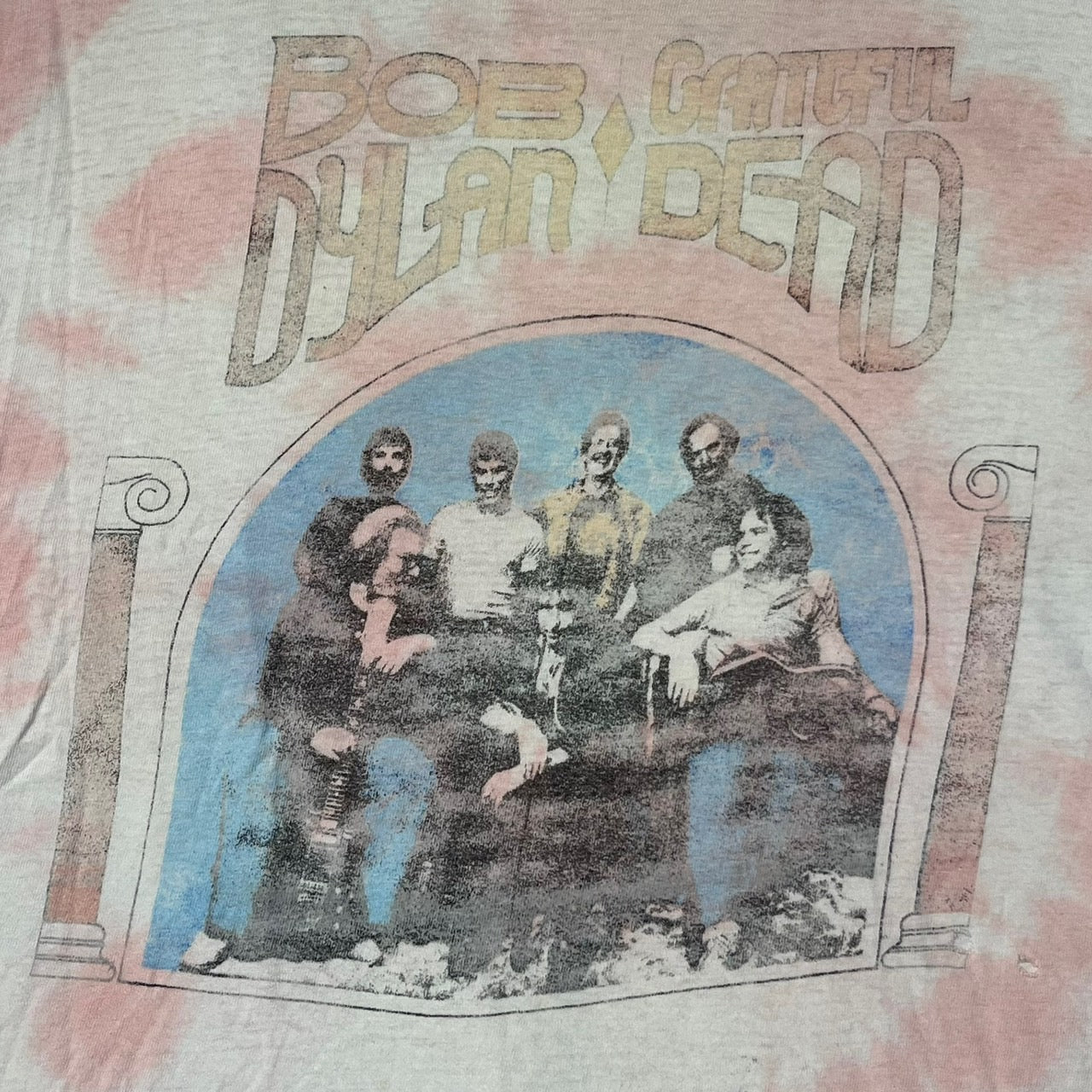 VINTAGE(ヴィンテージ) 90's "BOB DYLAN GRATEFUL DEAD" band Tee/バンドTシャツ 表記なし(Mサイズ程度) ホワイト×ピンク/タイダイ ボブ・ディラン & ザ・グレイトフル・デッド
