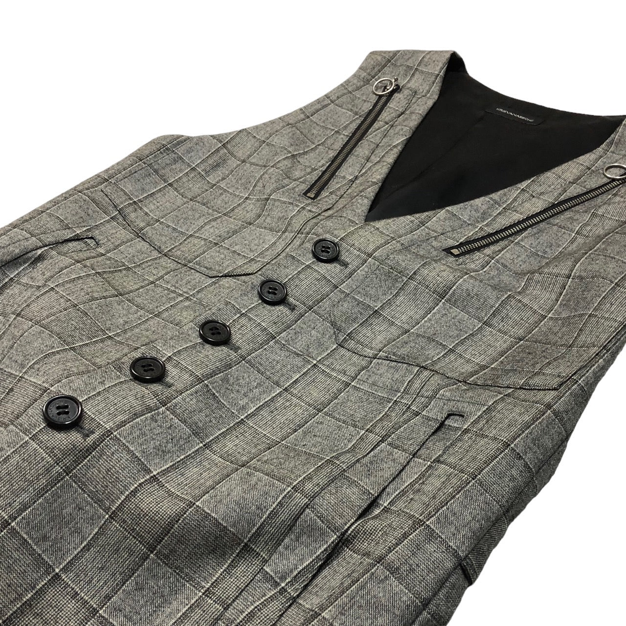 KRIS VAN ASSCHE(クリスヴァンアッシュ) 00's zip design gilet/ジップデザインジレ/ベスト 44(S程度) グレー