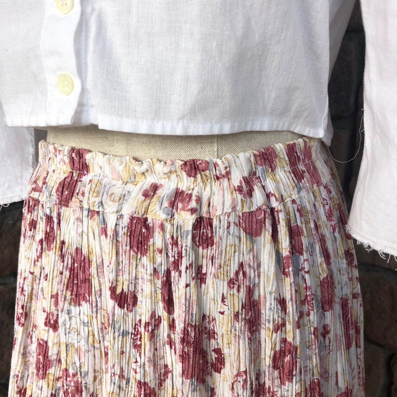 Euro Vintage(ヨーロッパヴィンテージ) Soyogi_プリーツ花柄スカート 表記なし(FREEサイズ) ピンク