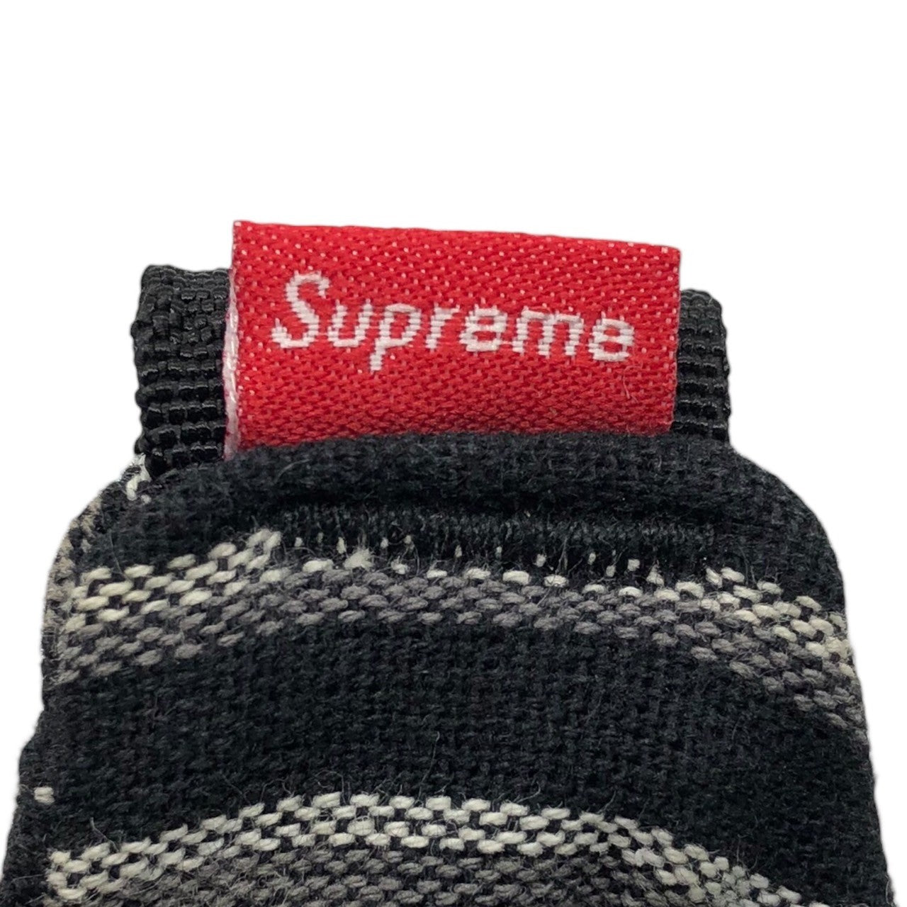 SUPREME(シュプリーム) 20SS Woven Stripe Waist Bag ウーブン ストライプ ウエスト バッグ 柄 ロゴ ボディーバッグ ブラック×グレー