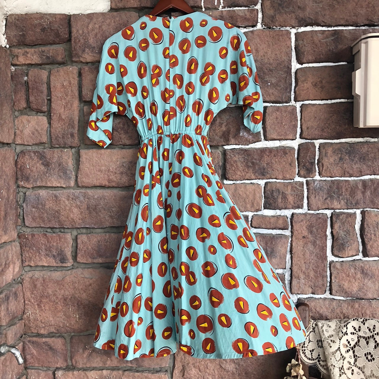 VINTAGE(ヴィンテージ) ヴィンテージ総柄ワンピース 表記なし(Mサイズ程度) ブルー