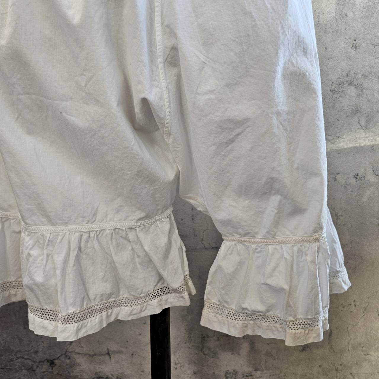 Euro Vintage(ヨーロッパヴィンテージ) Rain drops_10'~20's french cotton drawers shorts/フレンチコットンドロワーズハーフパンツ 表記なし(Sサイズ程度) ホワイト