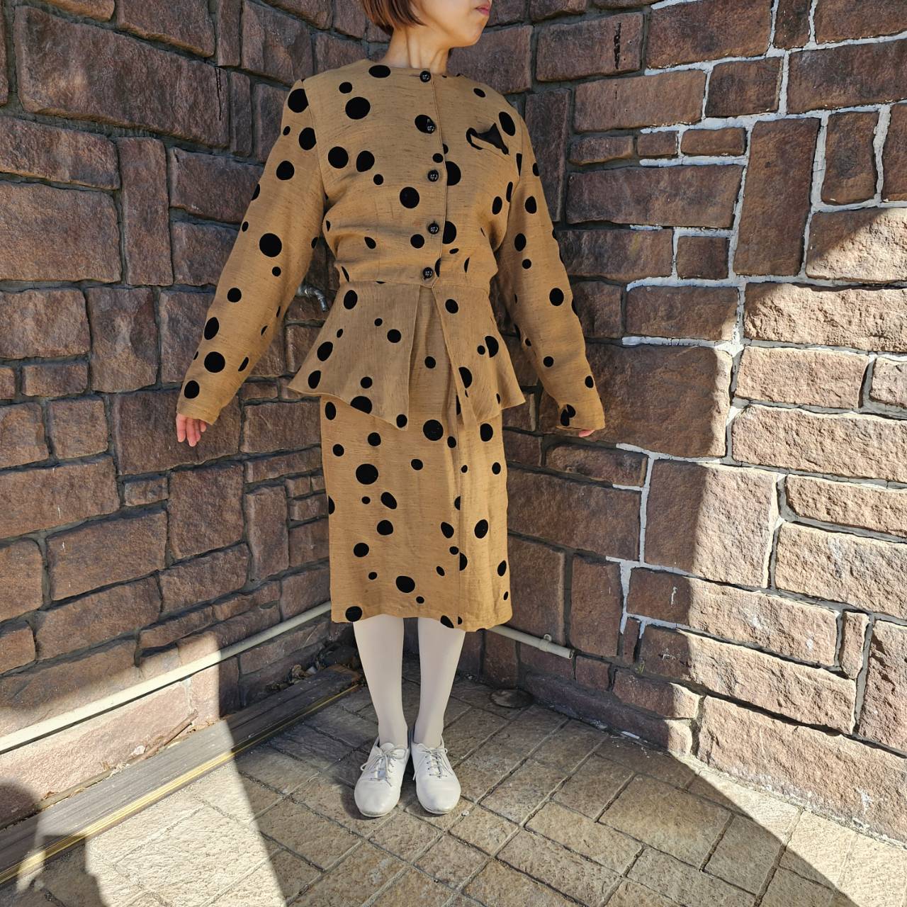 Euro Vintage(ヨーロッパヴィンテージ) Mame_ドットなセットアップジャケット 1(Sサイズ程度) ブラウン