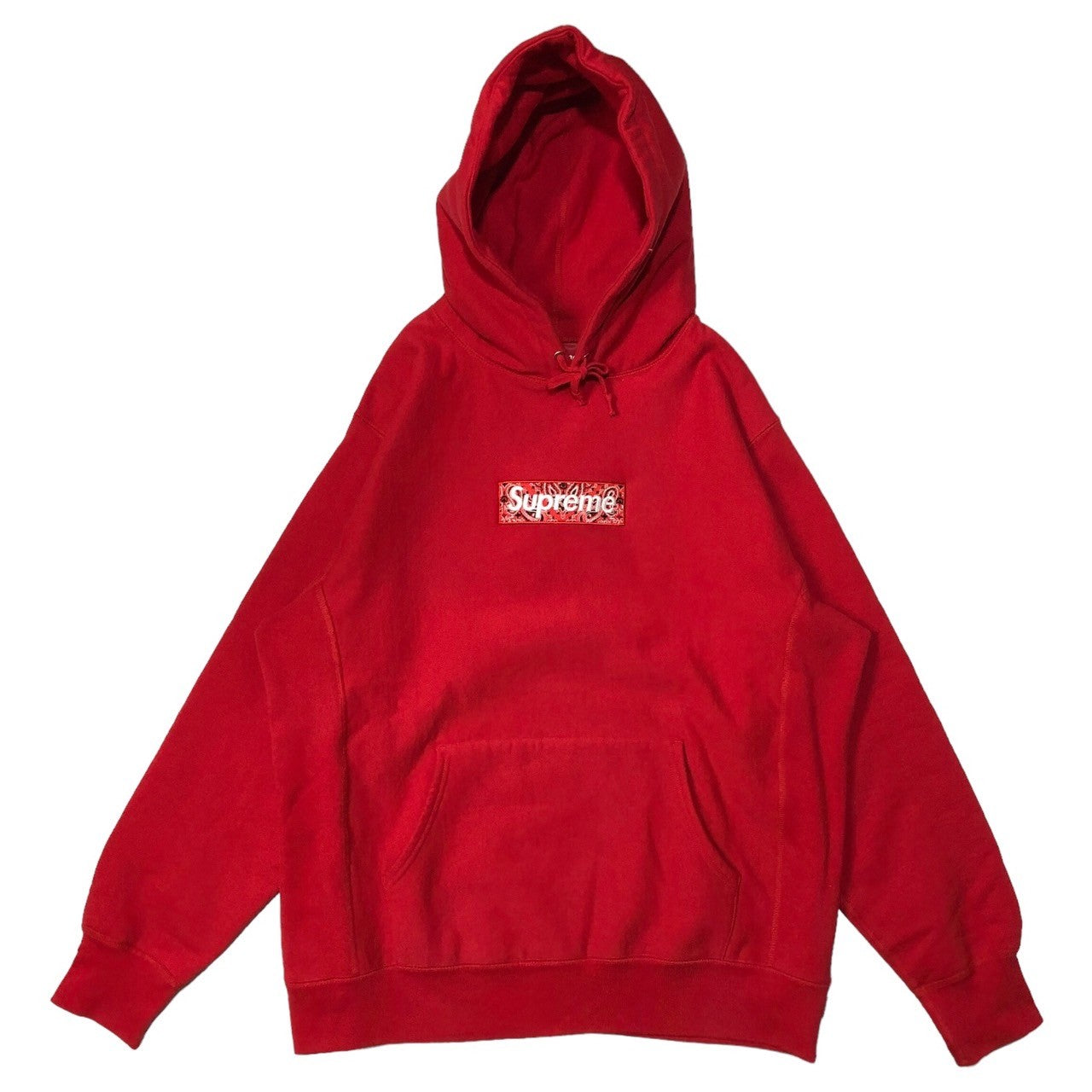 SUPREME(シュプリーム) 19AW Bandana Box Logo Hooded Sweatshirt バンダナ ペイズリー ボックスロゴ  フーディー パーカー M レッド 19FW古着masta一覧