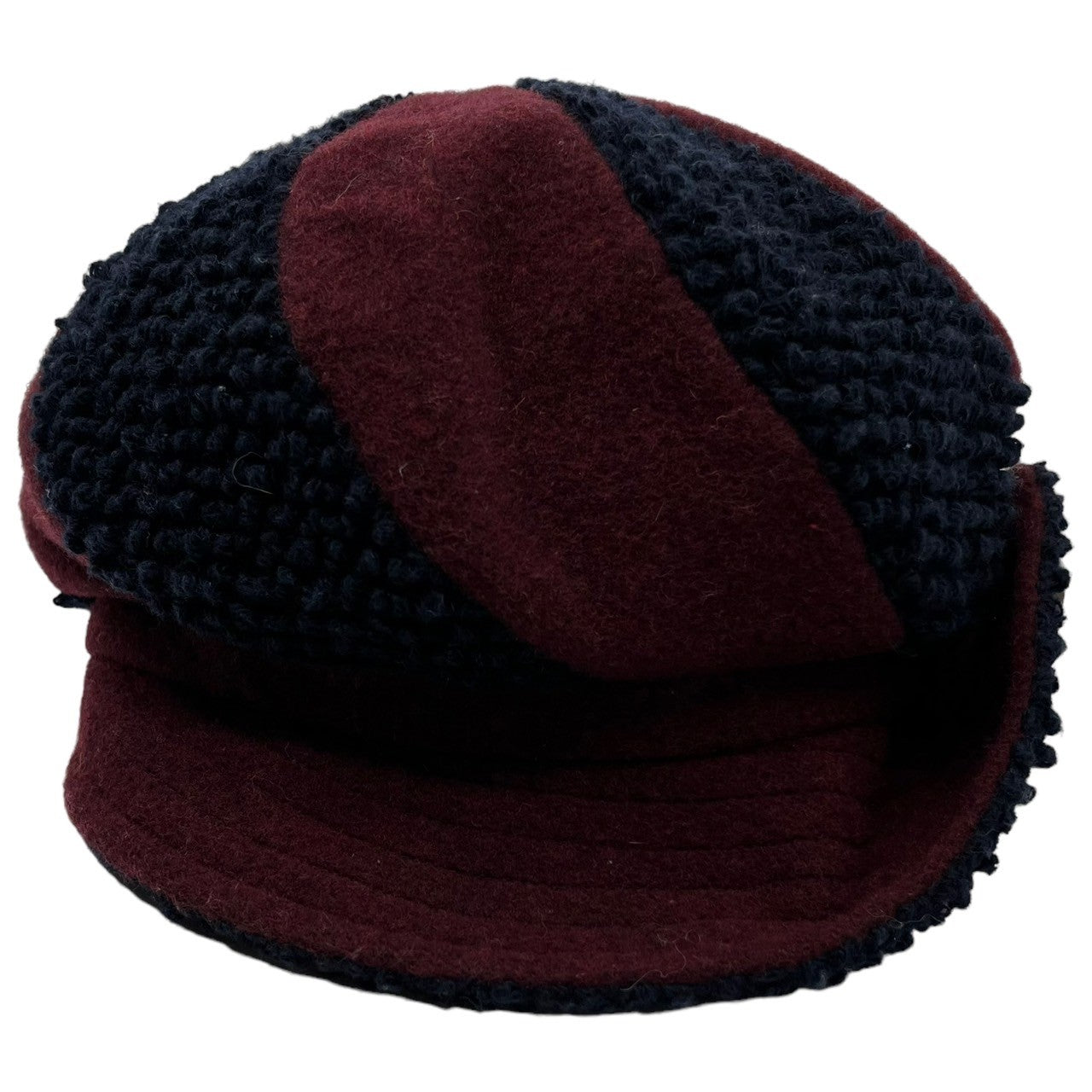 Vivienne Westwood(ヴィヴィアンウエストウッド) Wool blend different material casquette ウール ブレンド 異素材 キャスケット 帽子 26-041-67185 S~M ネイビー×レッド