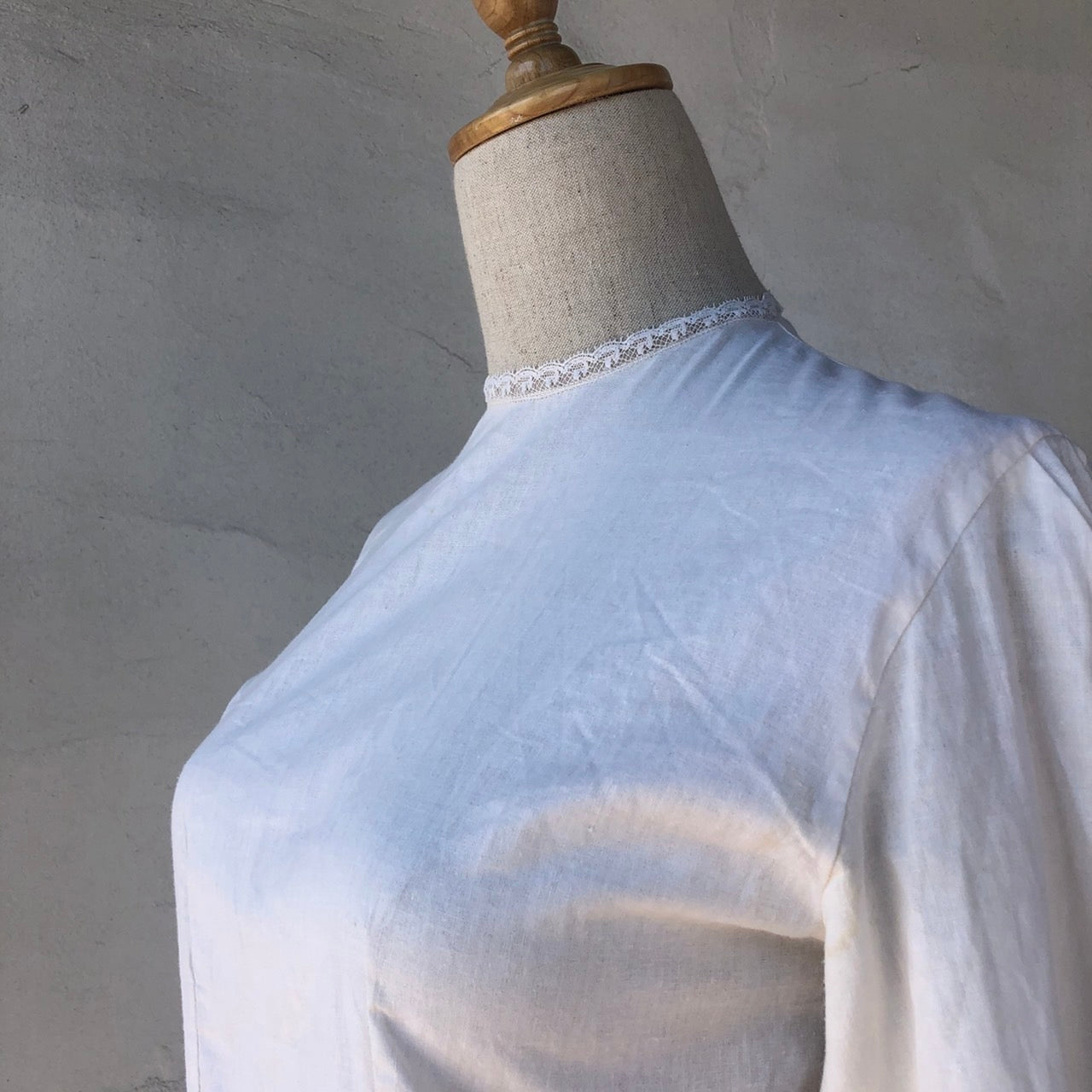 Euro Vintage(ヨーロッパヴィンテージ) Omekashi_ミニレースのロングワンピース 表記なし(Mサイズ程度) ホワイト