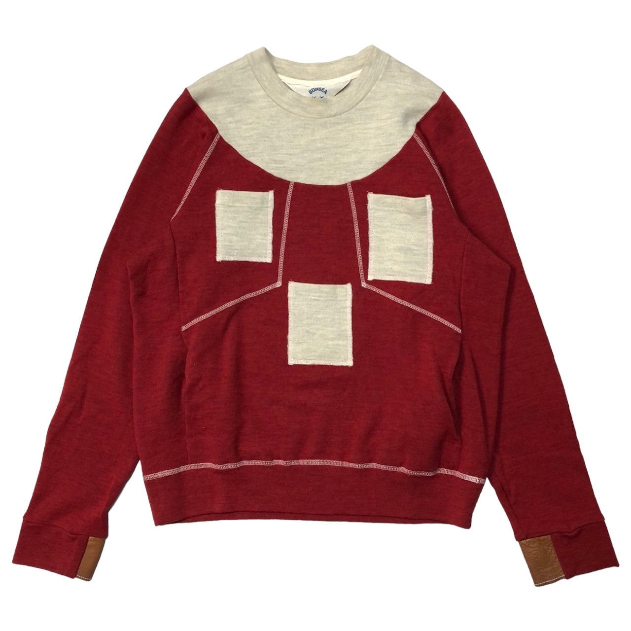 SUNSEA(サンシー) 20AW JACQUES M.WET SWAETER 3ポケット ウール ニット スウェット セーター 表記無し(L程度) レッド×アイボリー prototype