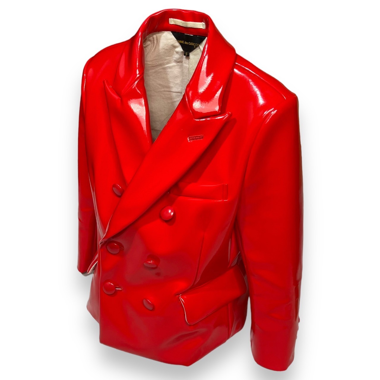 COMME des GARCONS(コムデギャルソン) 18SS Enamel double-breasted jacket エナメル エコ レザー ダブル ジャケット テーラード GA-J024 S レッド AD2017