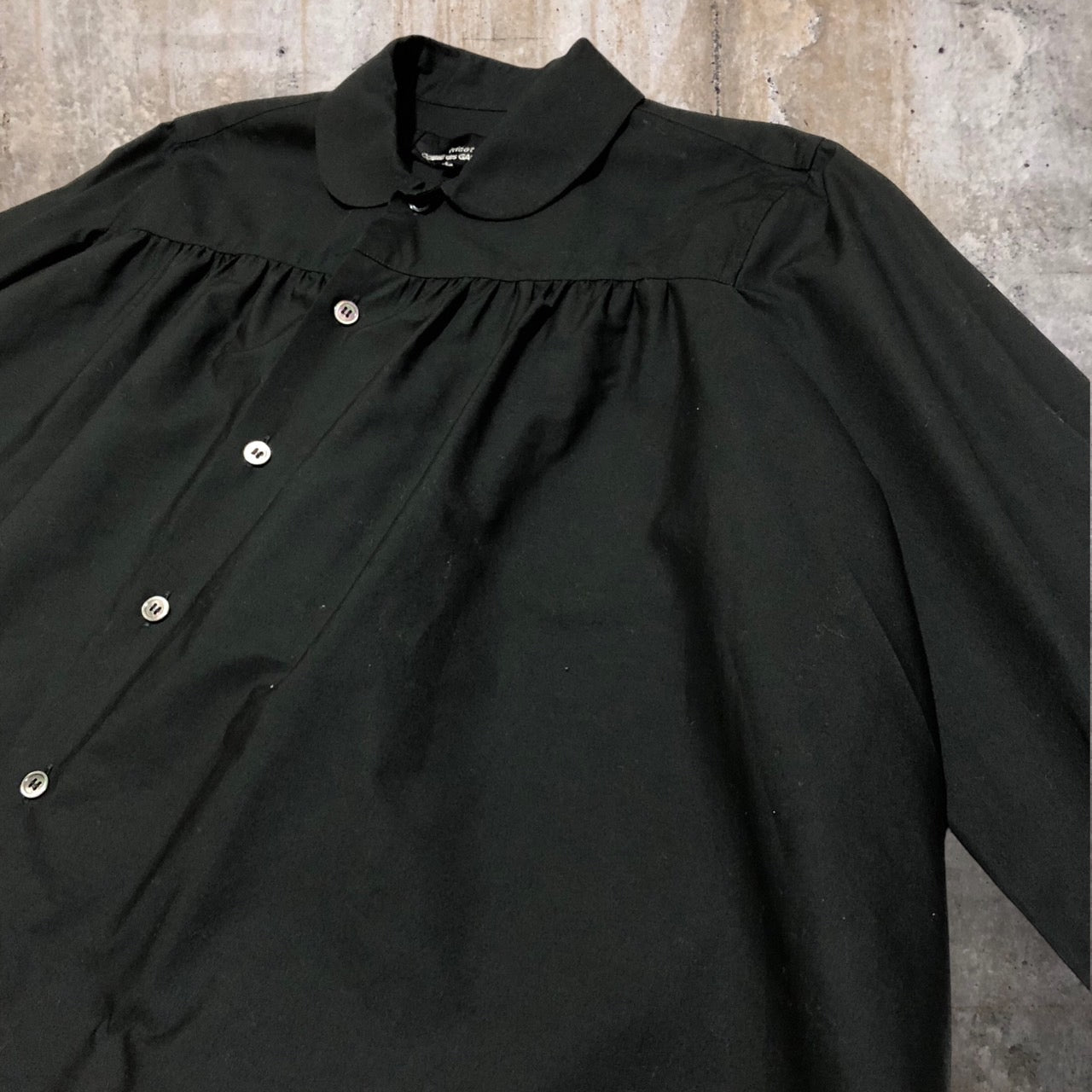 tricot COMME des GARCONS(トリココムデギャルソン) 17SS Round collar wide gathered shirt blouse/丸襟ワイドギャザーシャツブラウス TZ-P007 M ブラック AD2017
