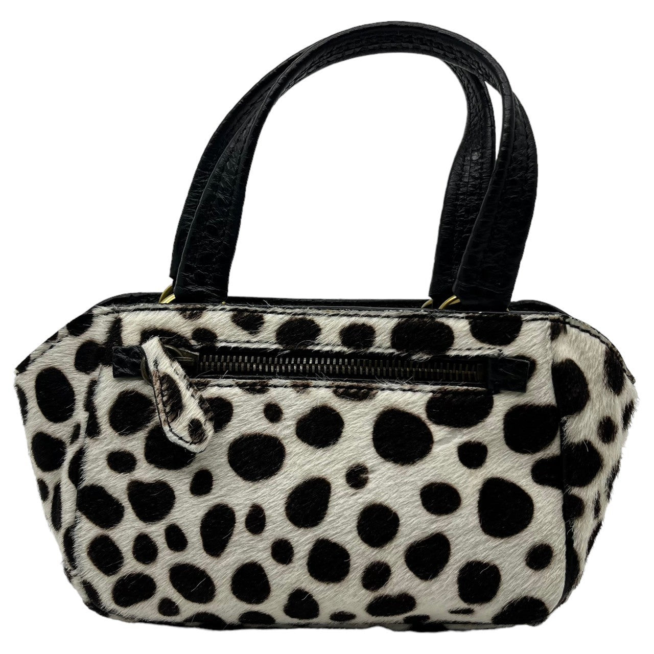 PRADA(プラダ) ハラコ アニマル柄 ミニ ハンドバッグ ポーチ BN0931 ホワイト×ブラウン