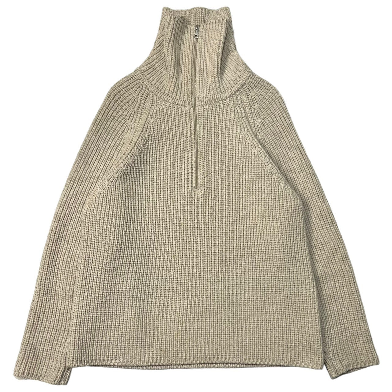 URU(ウル) half zip knit ハーフジップ ニット セーター ローゲージ 厚手 ウール カシミヤ シルク 17FUK03 FREE アイボリー