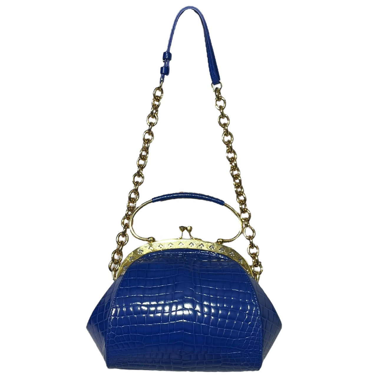 MAISON MARGIELA(メゾンマルジェラ) One-shoulder bag with embossed pouch/がま口型押しワンショルダーバッグバッグ S36WD0153 ブルー×ゴールド