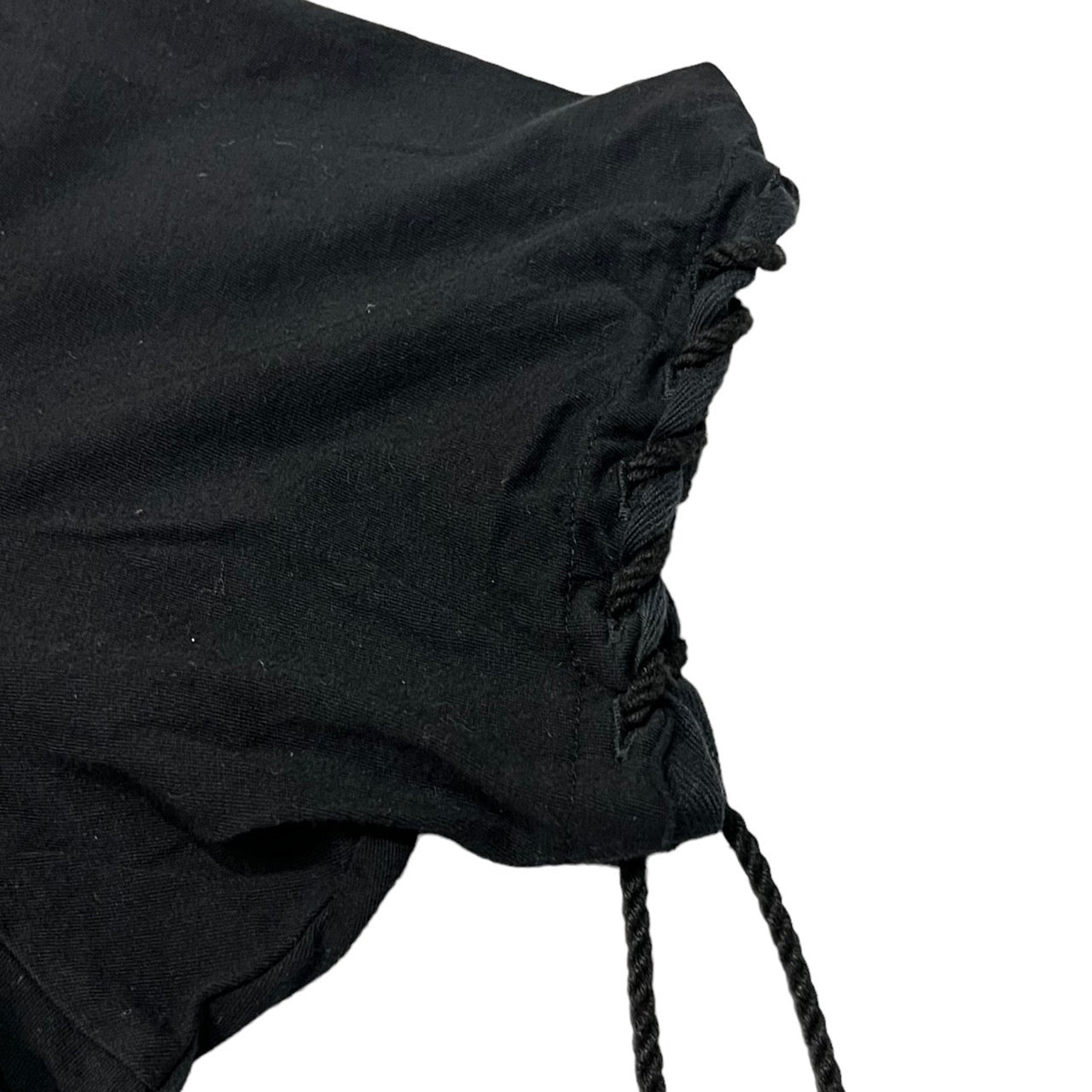 YOHJI YAMAMOTO POUR HOMME(ヨウジヤマモトプールオム) 19SS ヒモ通し丸首半/ Lace-up round neck short sleeve T-shirt HH-T29-083 SIZE 3(L) ブラック