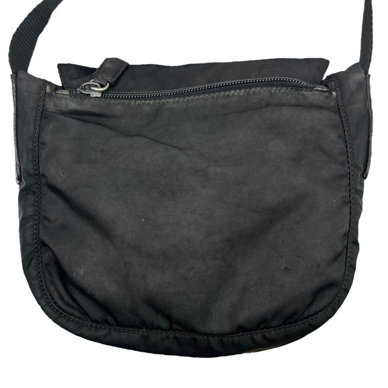 PRADA(プラダ) old nylon shoulder pouch/オールドナイロンショルダーポーチ/三角プレート/バッグ ブラック 全体使用感有