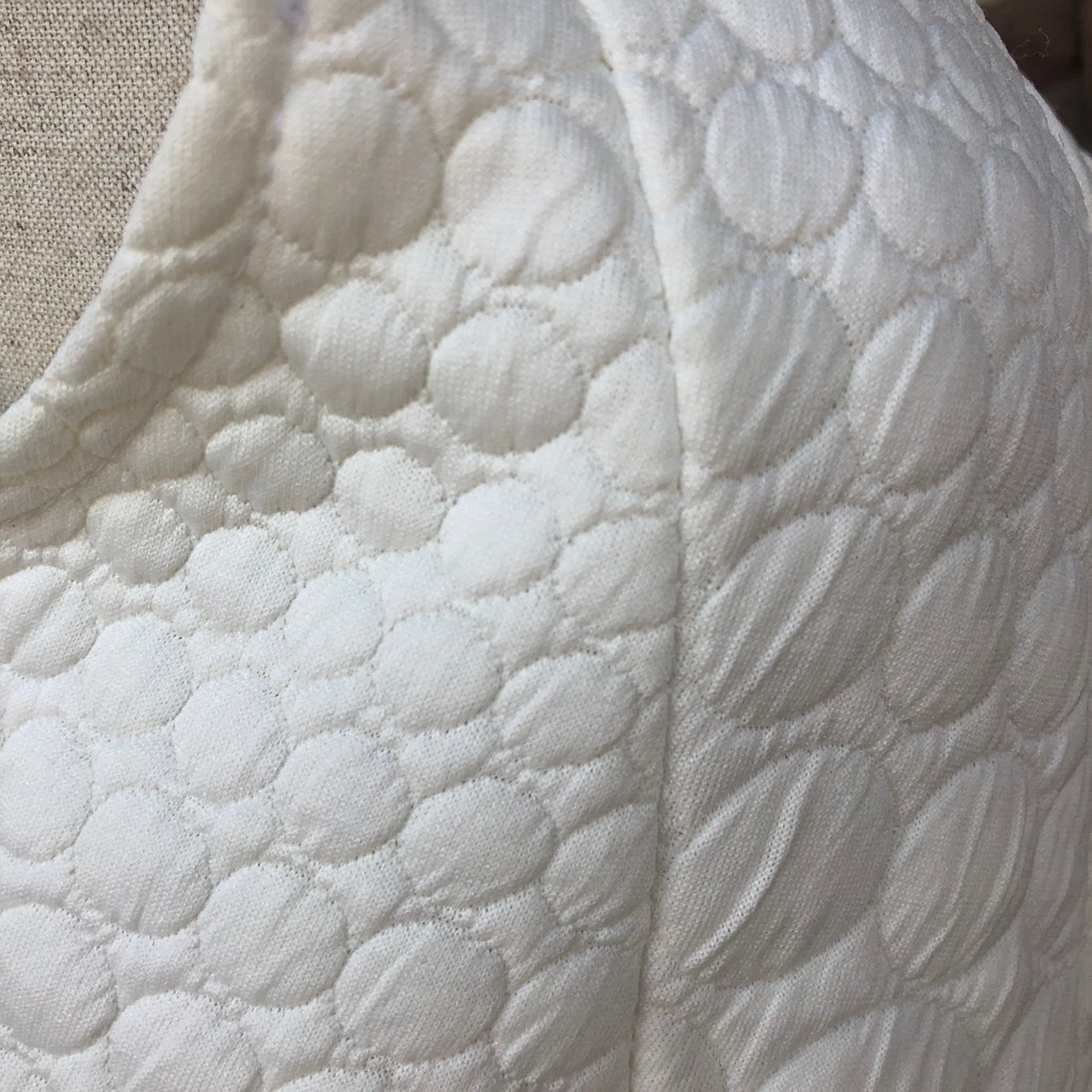 JUS D'ORANGE(ジュドランジュ) ドットキルティングワンピース 表記無し(Mサイズ程度) ホワイト フランス製