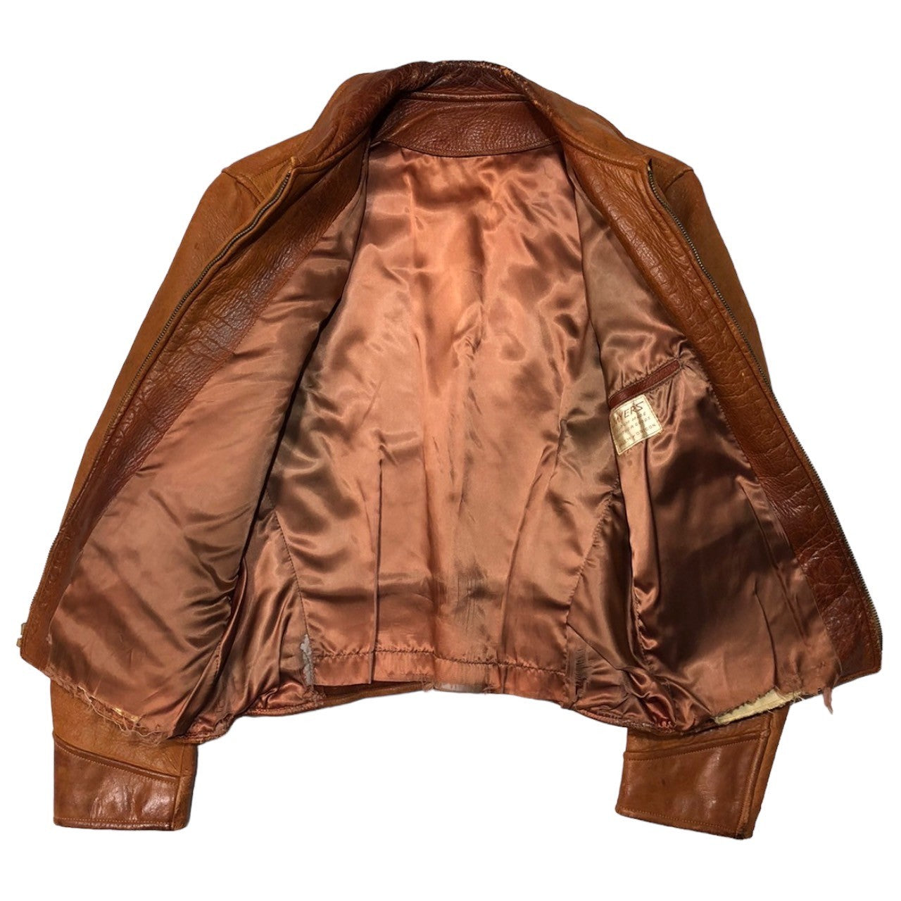 MYERS(メイヤーズ) ~50’s DEER SKIN SPORTS JACKET ヴィンテージ レザー ジャケット 表記無し(M程度) ブラウン TALON ジップ 50年代 以前
