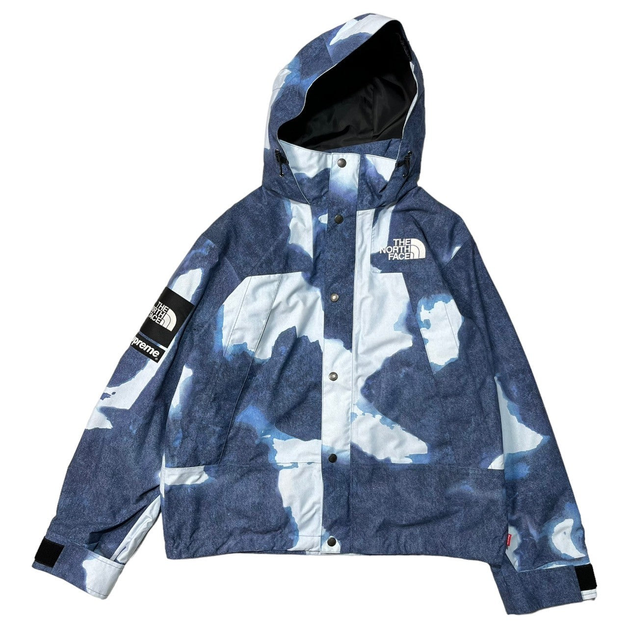 SUPREME×THE NORTH FACE(シュプリーム×ザノースフェイス) 21AW Bleached Denim Print Mountain Jacket ブリーチド デニム マウンテン ジャケット マウンテンパーカー NP52100I S スカイブルー